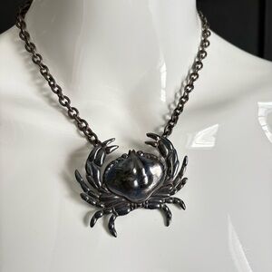 Vintage Sterling Silver Chain Necklace Crab crustacea Cancer Zodiac Horoscope